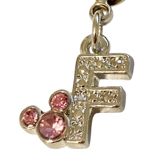 Vintage Disney Pink Crystal Mickey Mouse Ears Charm Clip On Initial Letter F - Picture 4 of 10